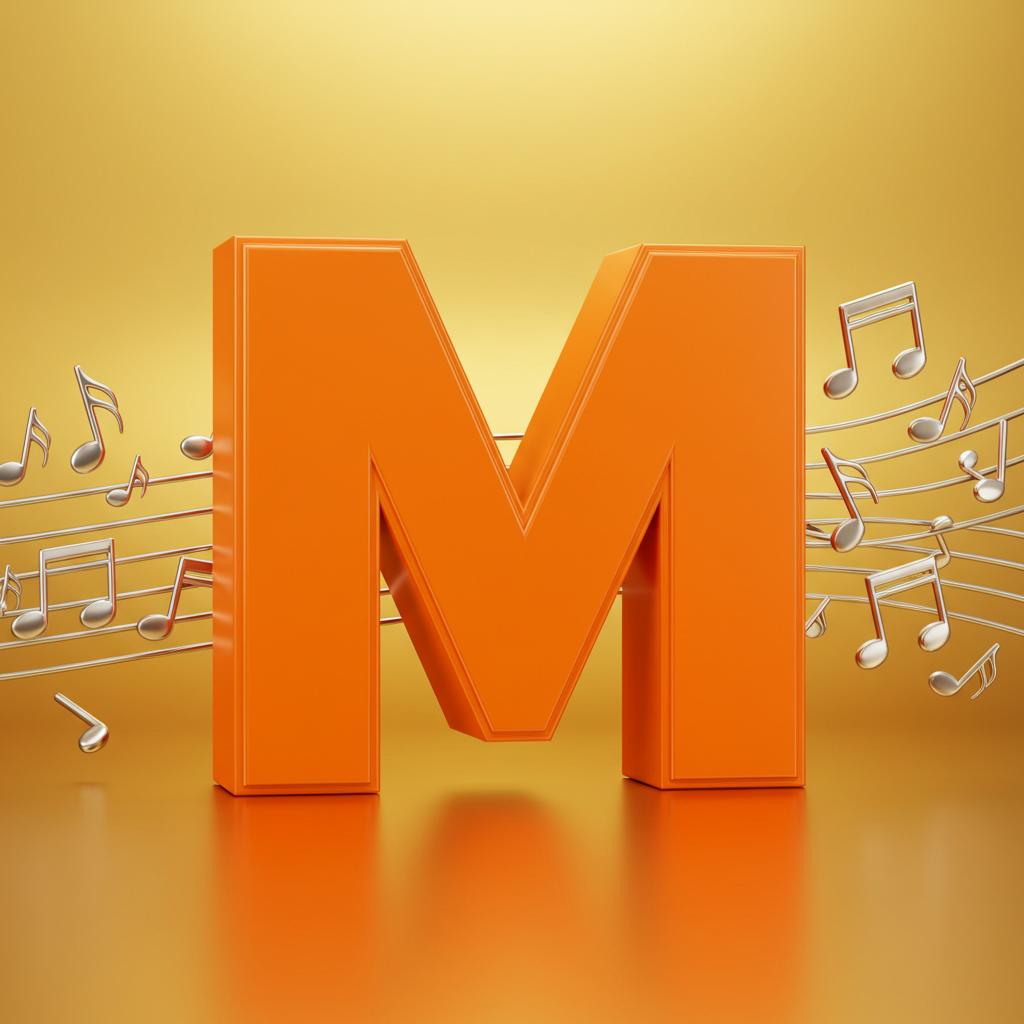 Silver music notes — litera M (wariant 2)