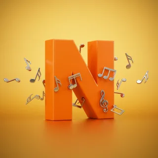 Silver music notes — litera N