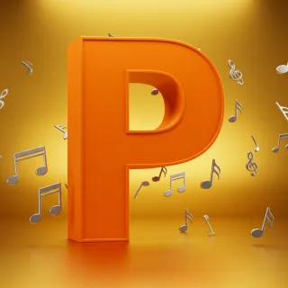 Silver music notes — litera P