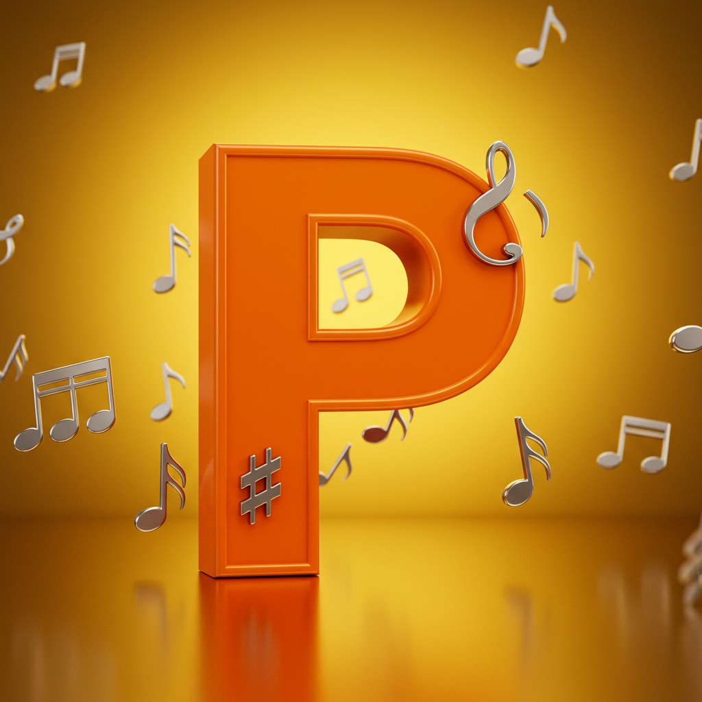 Silver music notes — litera P (wariant 2)