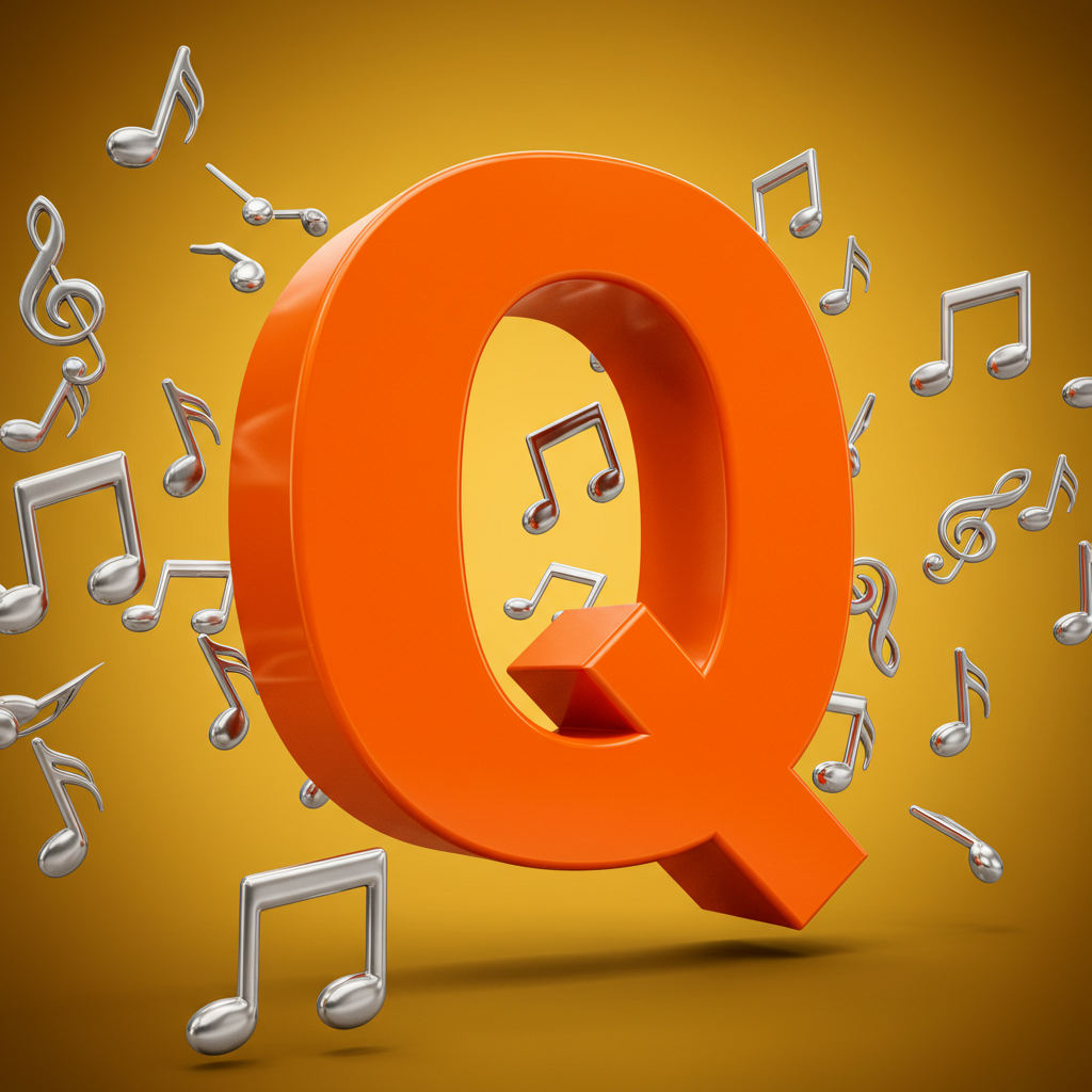 Silver music notes — litera Q (wariant 2)