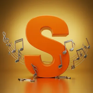 Silver music notes — litera S
