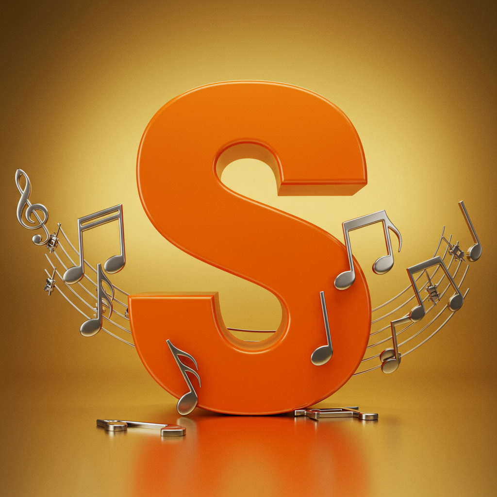 Silver music notes — litera S
