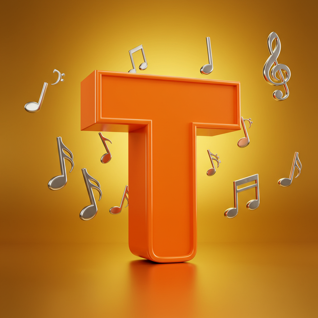 Silver music notes — litera T