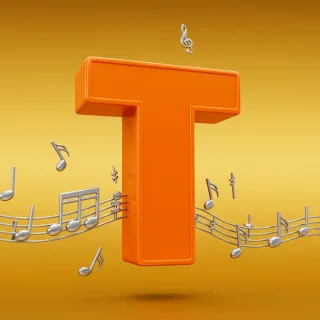 Silver music notes — litera T (wariant 2)