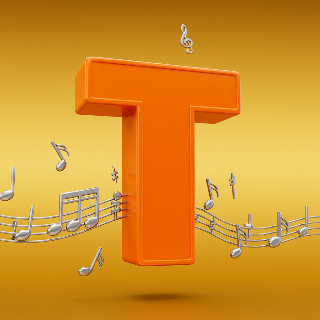 Silver music notes — litera T (wariant 2)