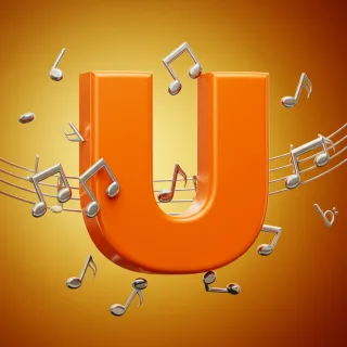 Silver music notes — litera U (wariant 2)