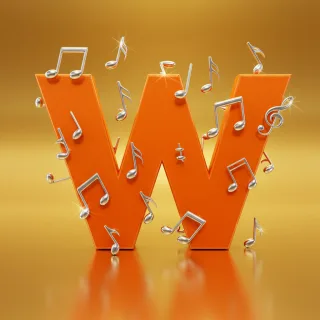 Silver music notes — litera W (wariant 2)