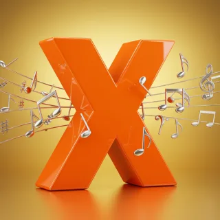 Silver music notes — litera X