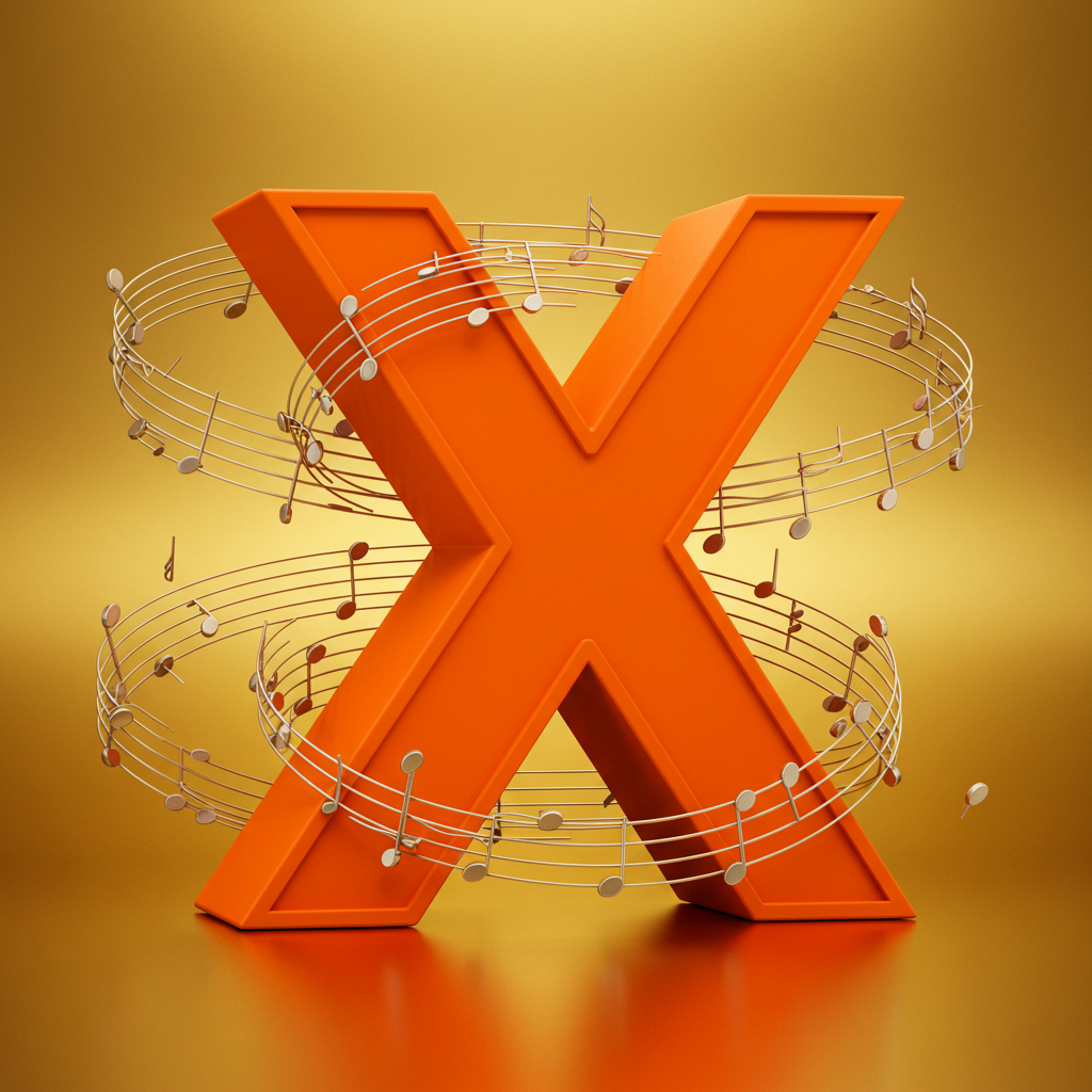 Silver music notes — litera X (wariant 2)