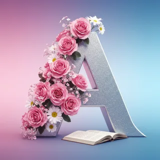 Silver with roses — litera A