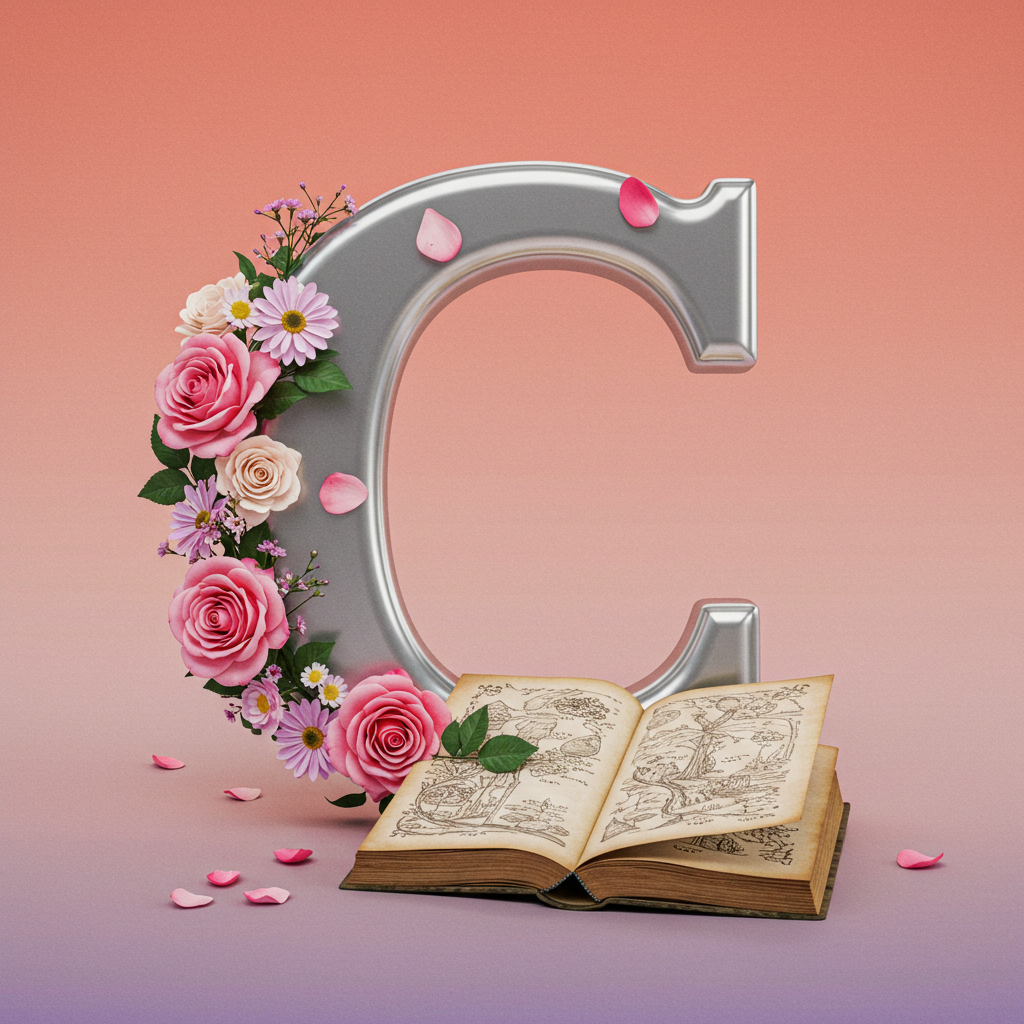 Silver with roses — litera C (wariant 2)