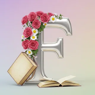 Silver with roses — litera F