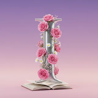 Silver with roses — litera I