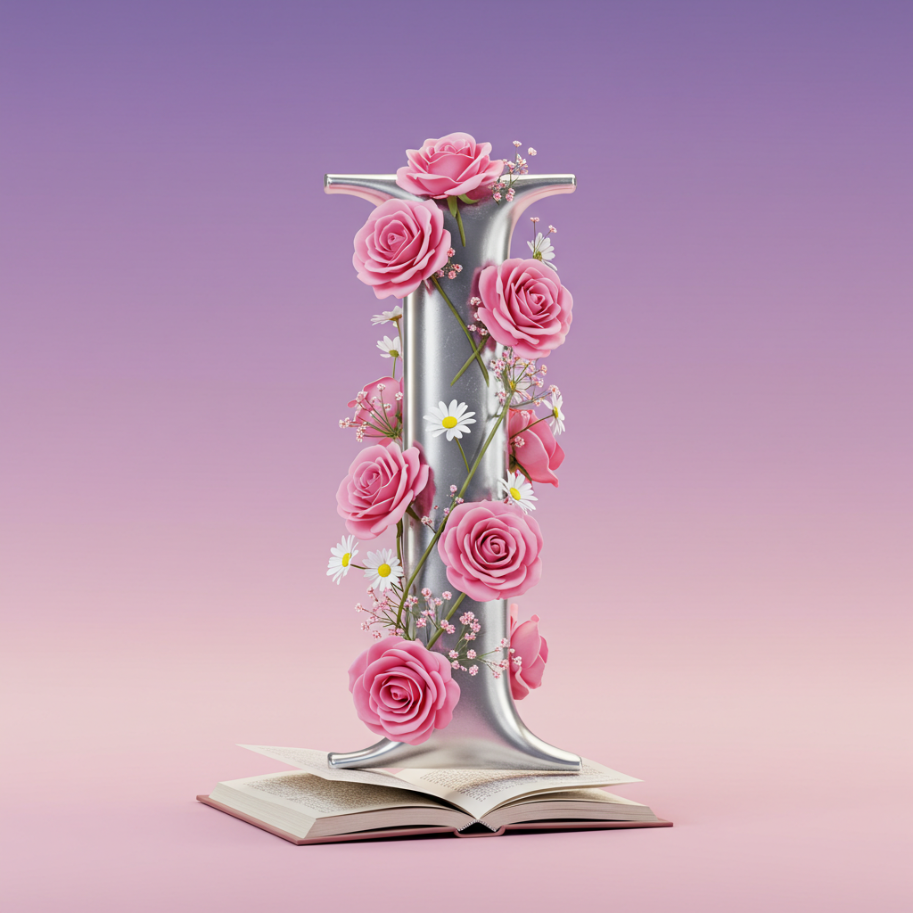 Silver with roses — litera I