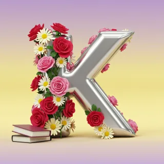 Silver with roses — litera K