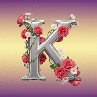 Silver with roses — litera K (wariant 2)