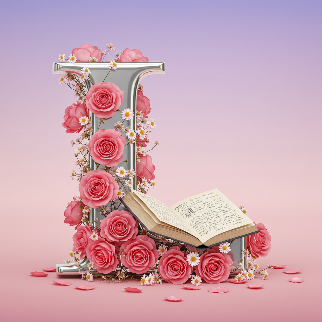 Silver with roses — litera L