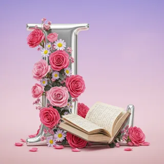 Silver with roses — litera L (wariant 2)