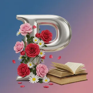 Silver with roses — litera P (wariant 2)