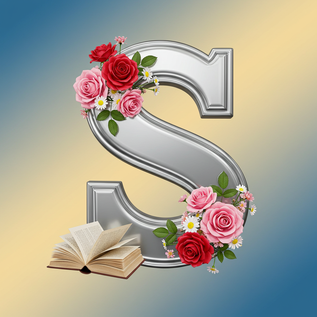 Silver with roses — litera S