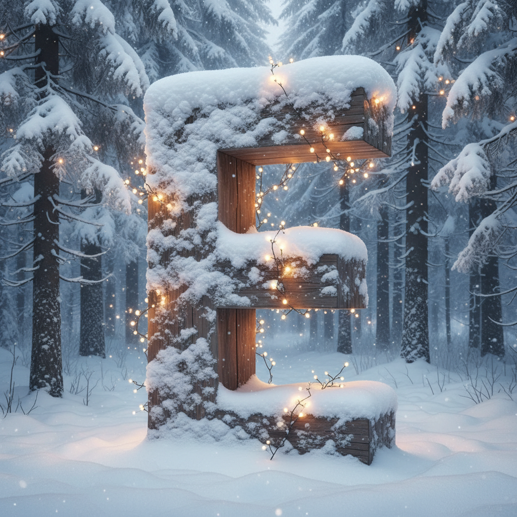 Snow-covered forest — litera E