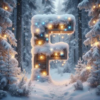 Snow-covered forest — litera F