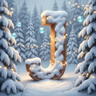 Snow-covered forest — litera J
