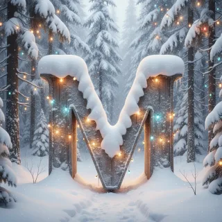 Snow-covered forest — litera M