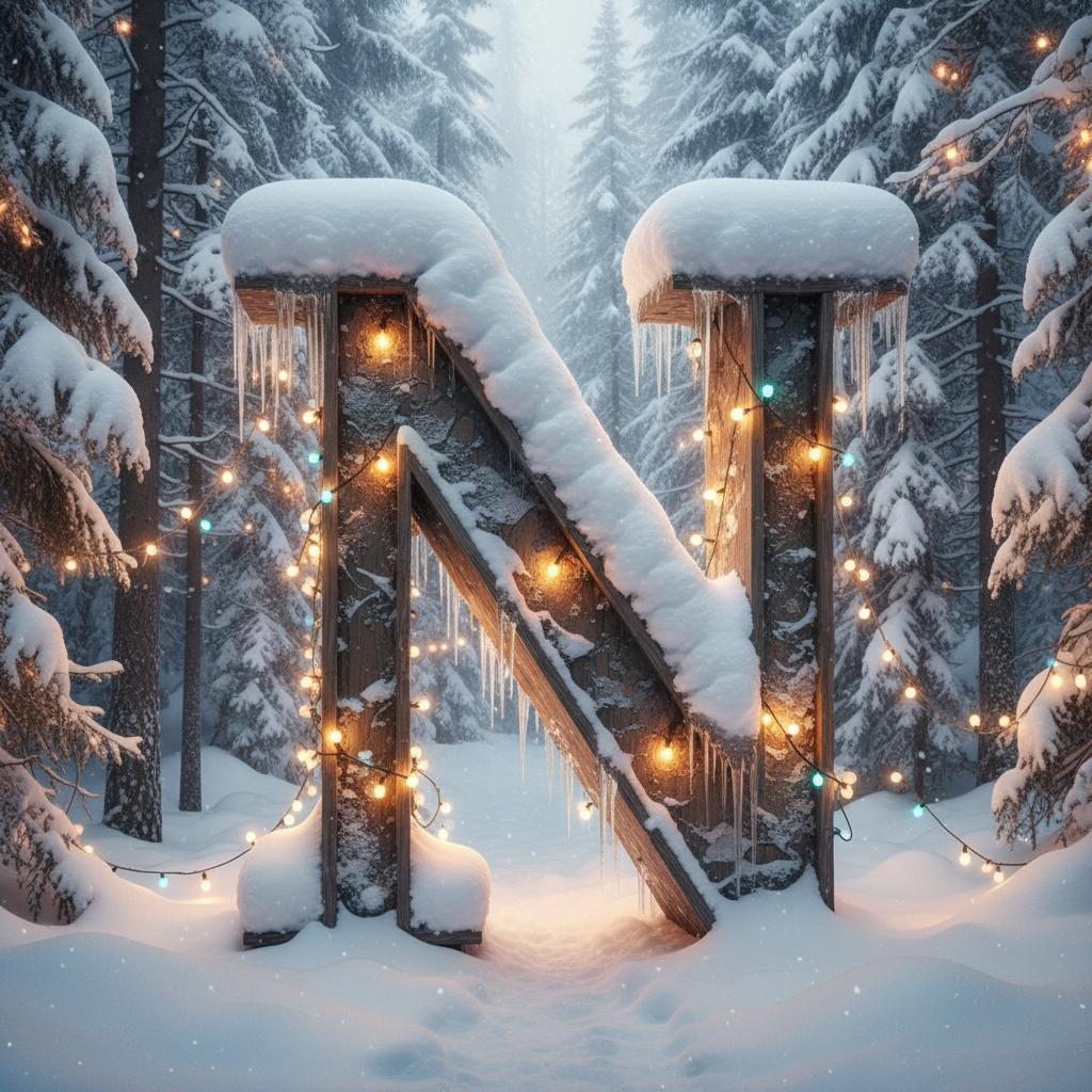 Snow-covered forest — litera N