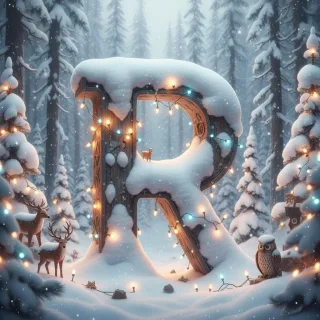 Snow-covered forest — litera R