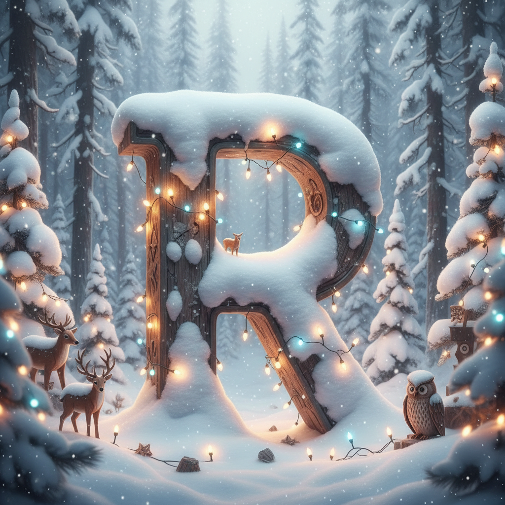 Snow-covered forest — litera R