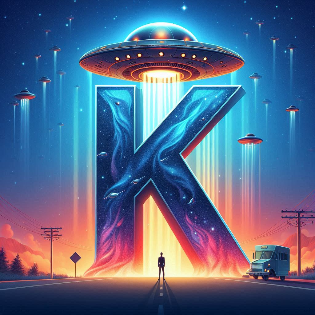 Space and ufo — litera K (wariant 2)