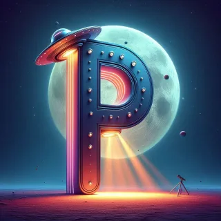 Space and ufo — litera P (wariant 2)