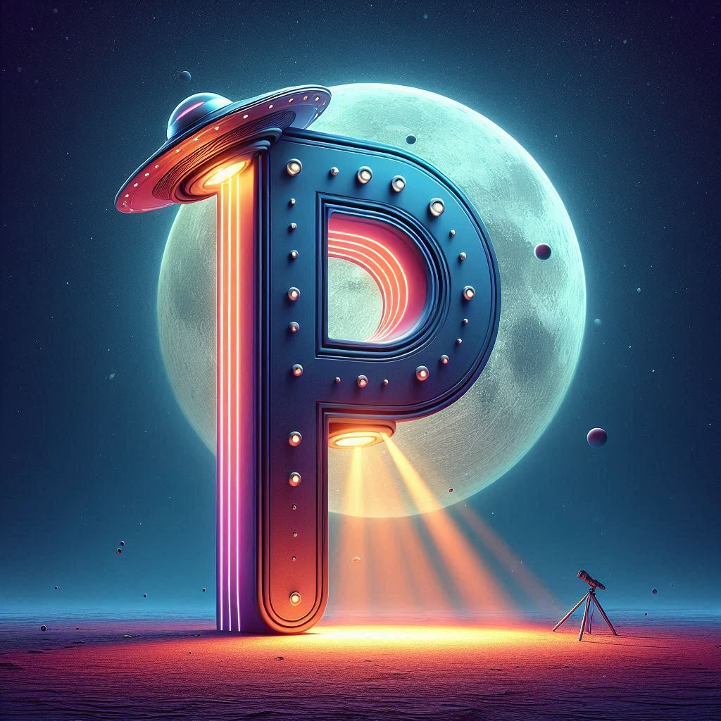 Space and ufo — litera P (wariant 2)
