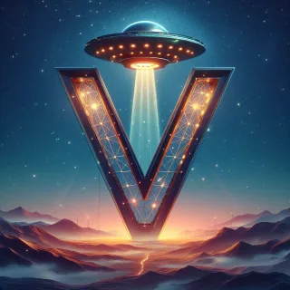 Space and ufo — litera V (wariant 2)