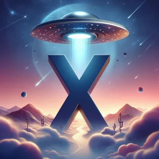 Space and ufo — litera X (wariant 2)