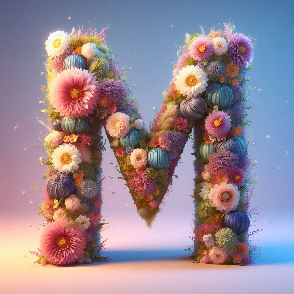 Spring flowers — litera M (wariant 2)