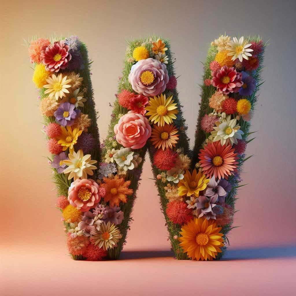 Spring flowers — litera W (wariant 2)