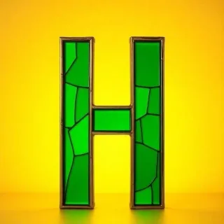 Stained glass green — litera H