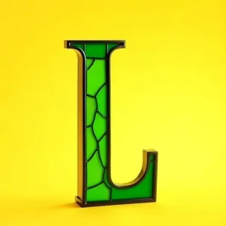Stained glass green — litera L