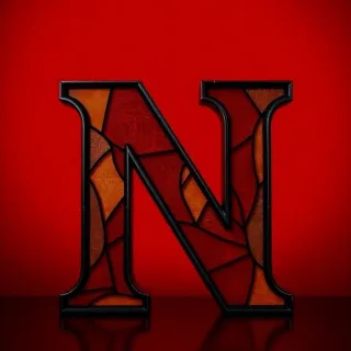 Stained glass red — litera N