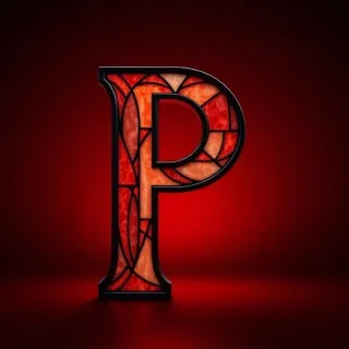 Stained glass red — litera P