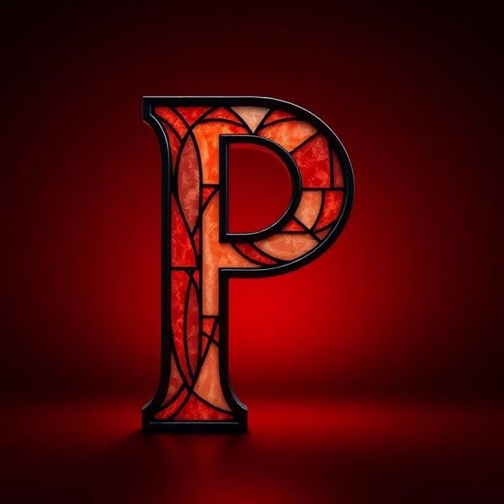 Stained glass red — litera P