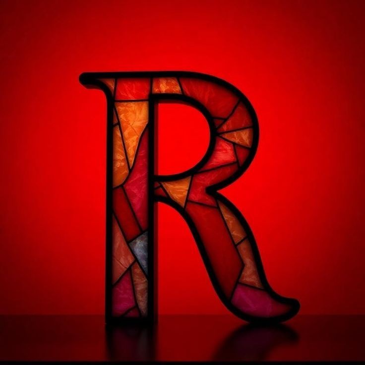 Stained glass red — litera R