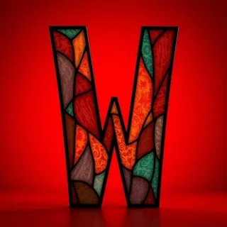 Stained glass red — litera W