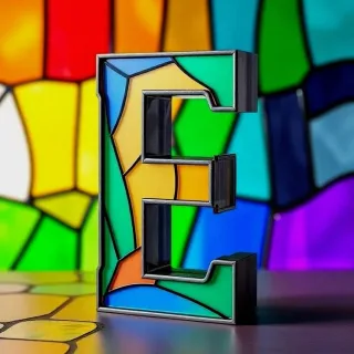 Stained glass — litera E