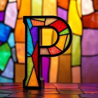 Stained glass — litera P
