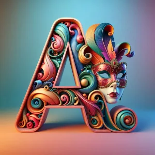 Venetian mask — litera A (wariant 2)