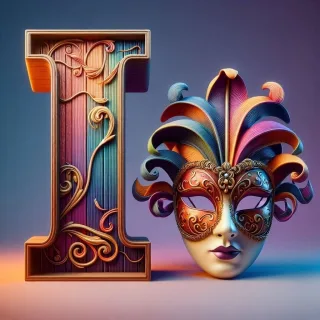 Venetian mask — litera I (wariant 2)